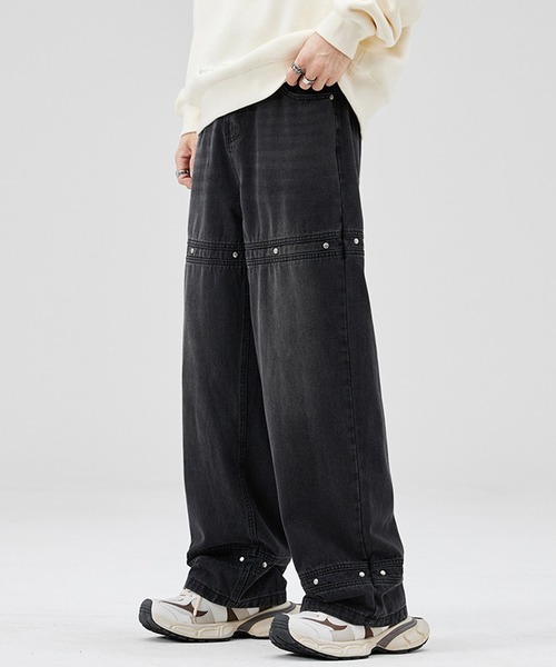 横切り替えカシメルーズストレートデニムパンツ（デニムパンツ）｜HOOK（フック）