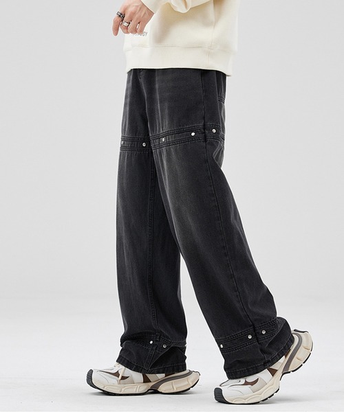 横切り替えカシメルーズストレートデニムパンツ（デニムパンツ）｜HOOK（フック）