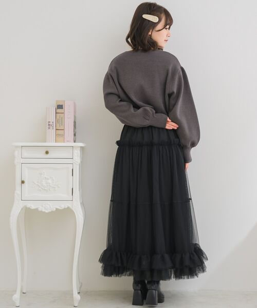 ems excite(エムズエキサイト)の「異素材切替チュールSK(スカート・レディース・ブラック/ピンク/ナチュラル・FREE)」の9枚目の写真