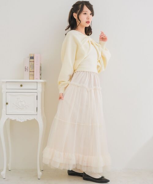 ems excite(エムズエキサイト)の「異素材切替チュールSK(スカート・レディース・ブラック/ピンク/ナチュラル・FREE)」の18枚目の写真