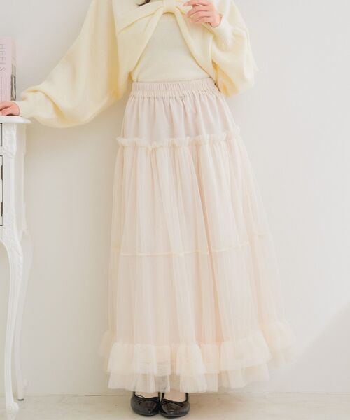 ems excite(エムズエキサイト)の「異素材切替チュールSK(スカート・レディース・ブラック/ピンク/ナチュラル・FREE)」の20枚目の写真