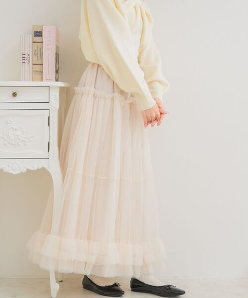 ems excite(エムズエキサイト)の「異素材切替チュールSK(スカート・レディース・ブラック/ピンク/ナチュラル・FREE)」の22枚目の写真