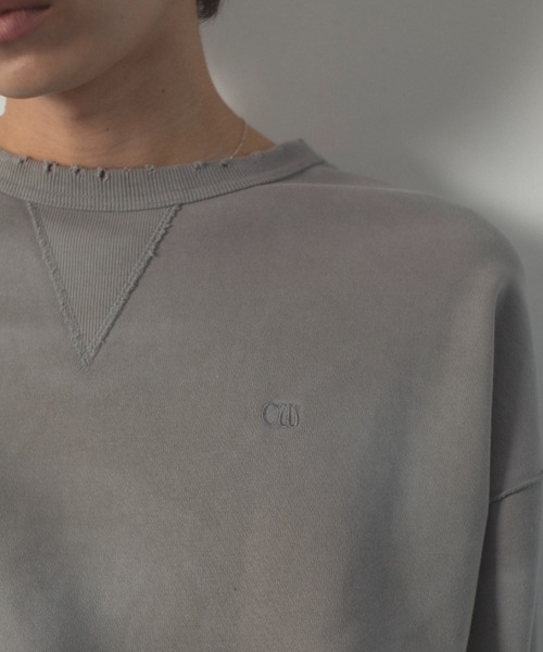 CAMPHOR WOOD(カンファーウッド)の「damage fade processing cw logo sweat / ダメージフェード加工スウェット(スウェット・メンズ・グレー/レッド・SMALL/LARGE/MEDIUM)」の7枚目の写真