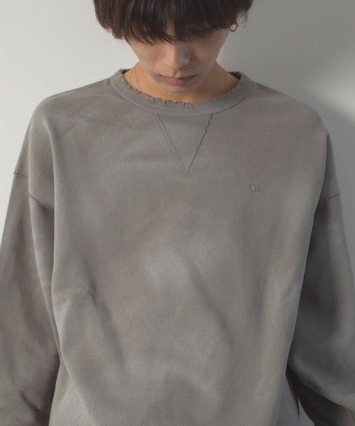 セール】damage fade processing cw logo sweat / ダメージ