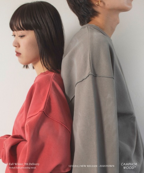 CAMPHOR WOOD(カンファーウッド)の「damage fade processing cw logo sweat / ダメージフェード加工スウェット(スウェット・メンズ・グレー/レッド・SMALL/LARGE/MEDIUM)」の22枚目の写真