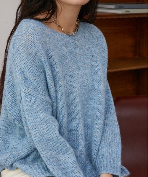 AZUL by moussy(アズールバイマウジー)の「カラーニットプルオーバー(ニット/セーター・レディース・ブルー/ライトグレー/ライトパープル/アイボリー・FREE)」の3枚目の写真