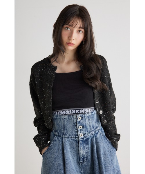 rienda（リエンダ）の「スパンコールニットカーディガン 春服（カーディガン/ボレロ・レディース・ブラック/グレー/ホワイト/ピンク・FREE）」の3枚目の写真