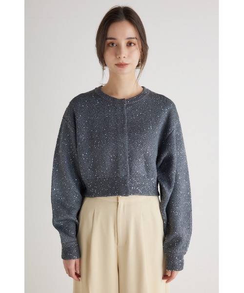 rienda（リエンダ）の「スパンコールニットカーディガン 春服（カーディガン/ボレロ・レディース・ブラック/グレー/ホワイト/ピンク・FREE）」の8枚目の写真