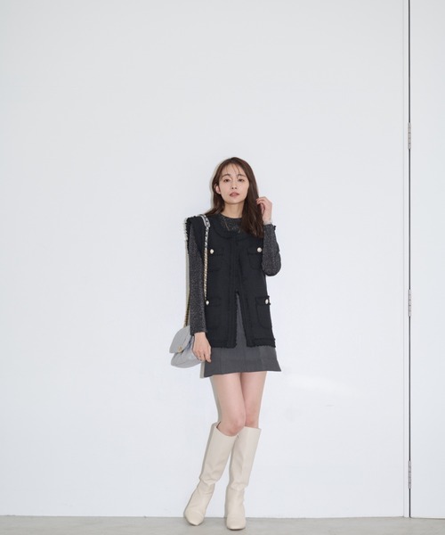 MOCOA'S（モコアズ）の「スパークルラメニットトップス（Tシャツ/カットソー・レディース・ブラック/グレー・FREE）」の15枚目の写真