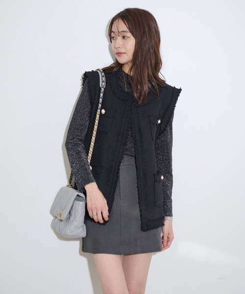 MOCOA'S（モコアズ）の「スパークルラメニットトップス（Tシャツ/カットソー・レディース・ブラック/グレー・FREE）」の11枚目の写真