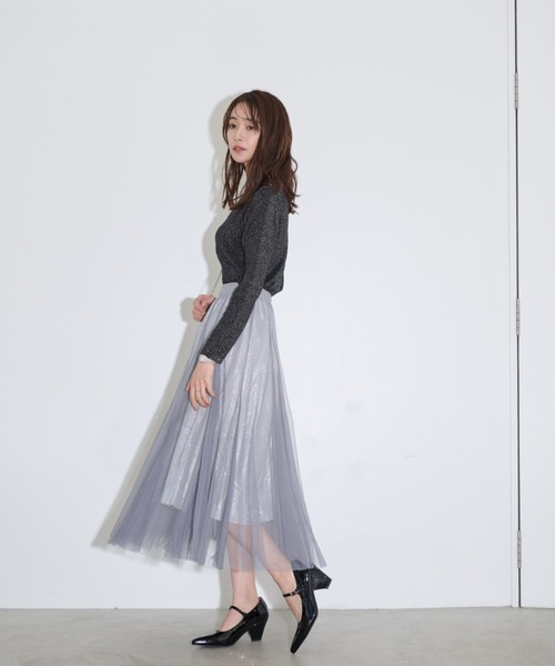 MOCOA'S（モコアズ）の「スパークルラメニットトップス（Tシャツ/カットソー・レディース・ブラック/グレー・FREE）」の19枚目の写真