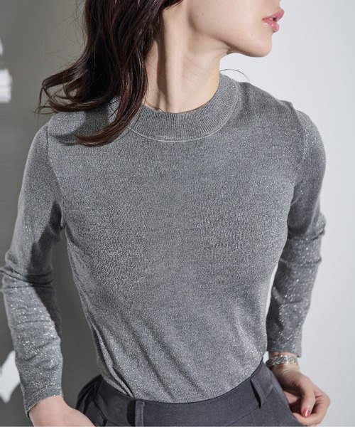 MOCOA'S（モコアズ）の「スパークルラメニットトップス（Tシャツ/カットソー・レディース・ブラック/グレー・FREE）」の21枚目の写真