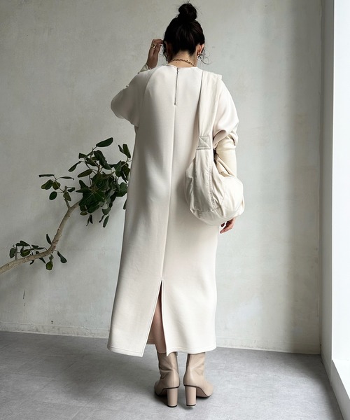 DouDou（ドゥドゥ）の「袖リブダンボールワンピース（ワンピース・レディース・グレー/アイボリー/ブラック・FREE）」の7枚目の写真