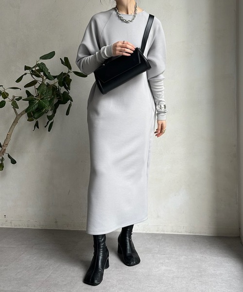 DouDou（ドゥドゥ）の「袖リブダンボールワンピース（ワンピース・レディース・グレー/アイボリー/ブラック・FREE）」の12枚目の写真