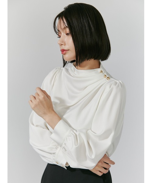 MARNI ハイネック サテン ロングスリーブ ブラウス マットサテン 