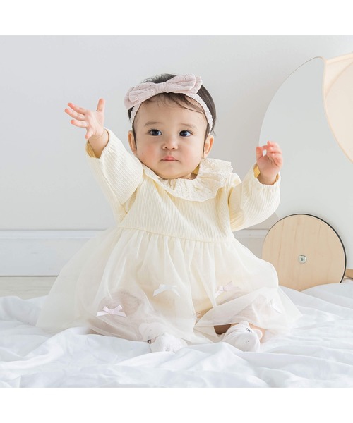 SLAP SLIP BABY（スラップスリップベビー）の「レース襟付グログランリボンラメチュールスカートボディミニベビー(70~80cm)（ロンパース・キッズ・ブルー/イエロー・70cm/80ｃｍ）」の22枚目の写真