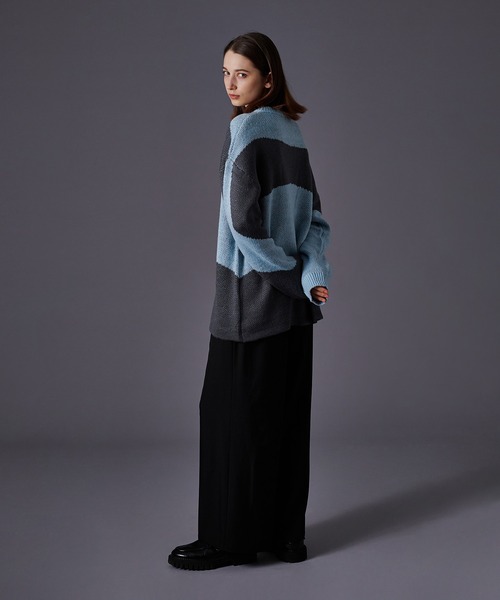 ONCILY(オンシェリー)の「WAVE PATTERN KNIT CARDIGAN/ ウェーブニットカーディガン(カーディガン/ボレロ・メンズ・ブルー/ベージュ・LARGE/MEDIUM)」の7枚目の写真