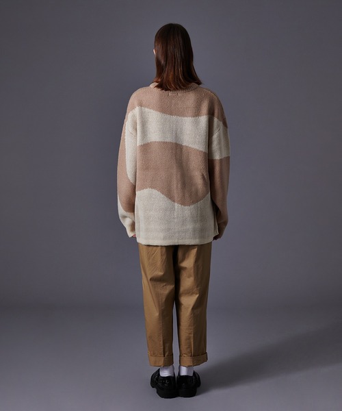 ONCILY(オンシェリー)の「WAVE PATTERN KNIT CARDIGAN/ ウェーブニットカーディガン(カーディガン/ボレロ・メンズ・ブルー/ベージュ・LARGE/MEDIUM)」の16枚目の写真