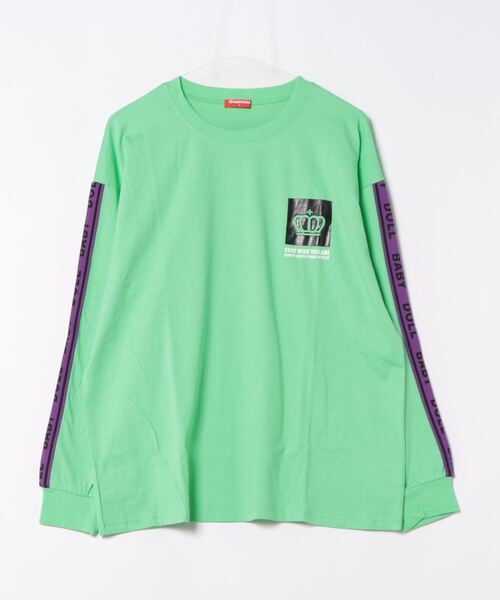 BABYDOLL（ベビードール）の「親子お揃い ネオンテープ ロングTシャツ 9218A（Tシャツ/カットソー・メンズ・ライム/ブラック・M/L/XL/S）」の2枚目の写真