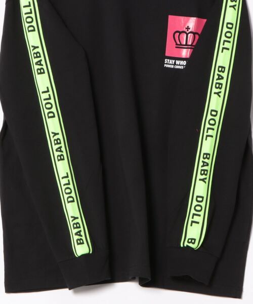BABYDOLL（ベビードール）の「親子お揃い ネオンテープ ロングTシャツ 9218A（Tシャツ/カットソー・メンズ・ライム/ブラック・M/L/XL/S）」の4枚目の写真