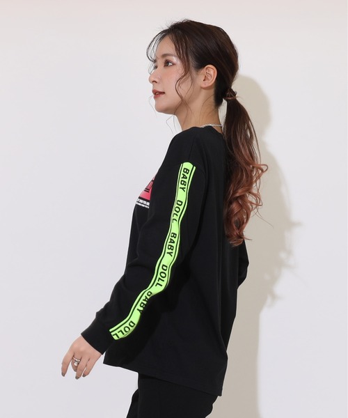 BABYDOLL（ベビードール）の「親子お揃い ネオンテープ ロングTシャツ 9218A（Tシャツ/カットソー・メンズ・ライム/ブラック・M/L/XL/S）」の9枚目の写真