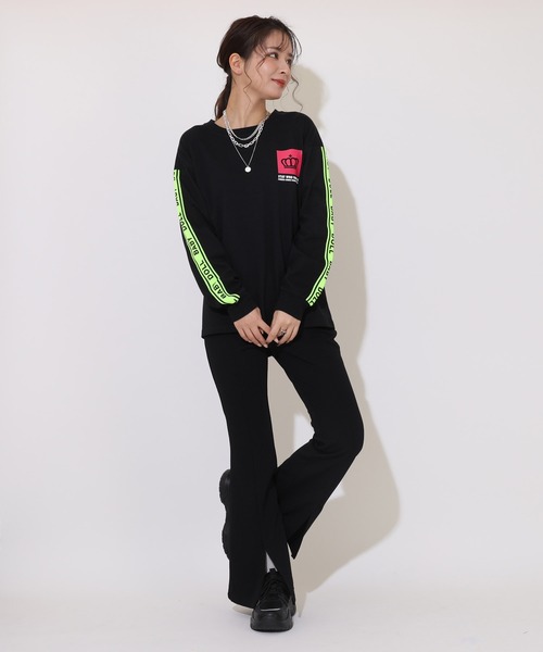 BABYDOLL（ベビードール）の「親子お揃い ネオンテープ ロングTシャツ 9218A（Tシャツ/カットソー・メンズ・ライム/ブラック・M/L/XL/S）」の10枚目の写真