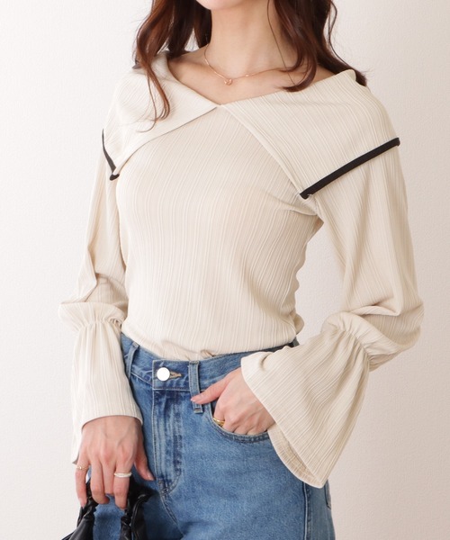 Lace Ladies(レースレディース)の「配色 ライン ビッグカラー キャンディスリーブ プルオーバー(その他トップス・レディース・ブルーグレー/アイボリー/ブラック/ライトグレー・FREE/S)」の20枚目の写真