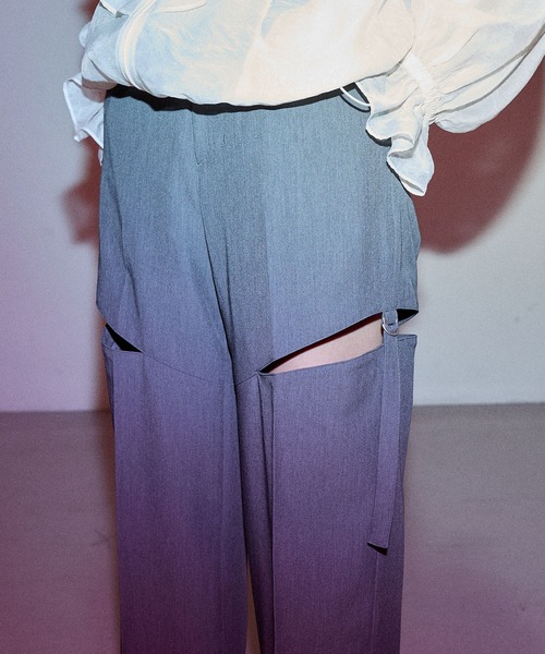 ELLEgirl（エルガール）の「サイドカットデザインワイドパンツ【ELLEgirl/エル ガール】（スラックス・レディース・チャコールグレー/ブラック・S/M）」の22枚目の写真