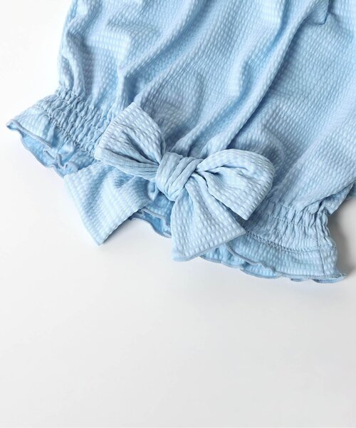 apres les cours（アプレレクール）の「【リンク】さくらんぼ・花柄ホルターパフスリーブセパレート水着（水着・キッズ・サックスブルー/レッド・80/90/100/110/120/130/140）」の13枚目の写真