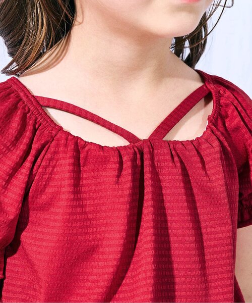 apres les cours（アプレレクール）の「【リンク】さくらんぼ・花柄ホルターパフスリーブセパレート水着（水着・キッズ・サックスブルー/レッド・80/90/100/110/120/130/140）」の15枚目の写真