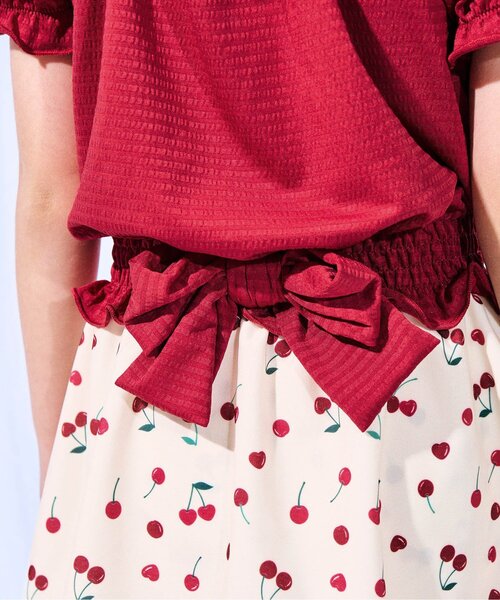 apres les cours（アプレレクール）の「【リンク】さくらんぼ・花柄ホルターパフスリーブセパレート水着（水着・キッズ・サックスブルー/レッド・80/90/100/110/120/130/140）」の18枚目の写真