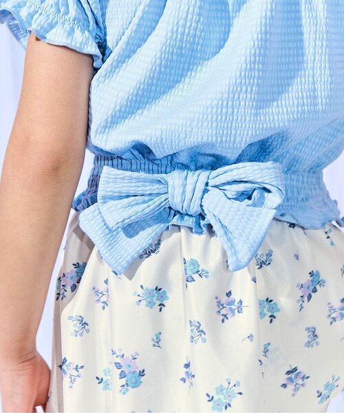 apres les cours（アプレレクール）の「【リンク】さくらんぼ・花柄ホルターパフスリーブセパレート水着（水着・キッズ・サックスブルー/レッド・80/90/100/110/120/130/140）」の20枚目の写真