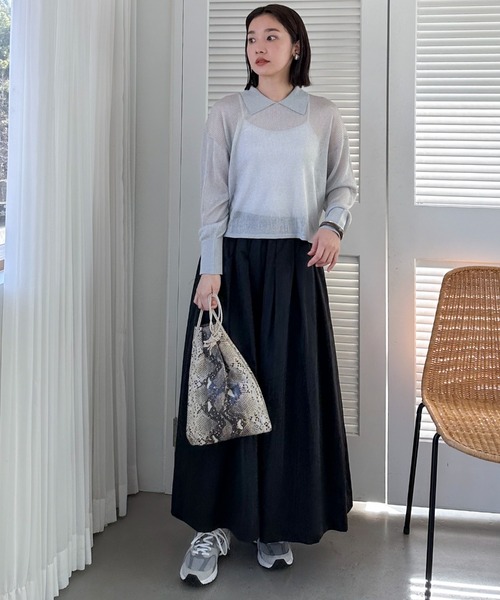 Doux archives（ドゥアルシーヴ）の「ラメシアー衿付きニット（ニット/セーター・レディース・ブラック/グレー/オフホワイト・FREE）」の22枚目の写真