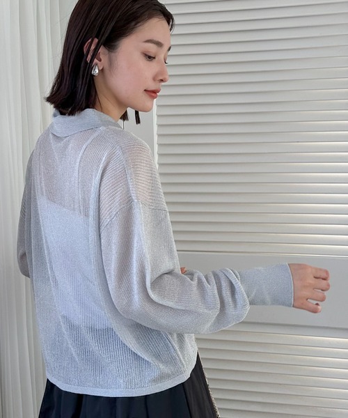 Doux archives（ドゥアルシーヴ）の「ラメシアー衿付きニット（ニット/セーター・レディース・ブラック/グレー/オフホワイト・FREE）」の21枚目の写真