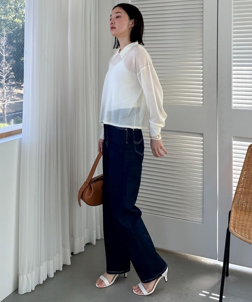 Doux archives（ドゥアルシーヴ）の「ラメシアー衿付きニット（ニット/セーター・レディース・ブラック/グレー/オフホワイト・FREE）」の12枚目の写真