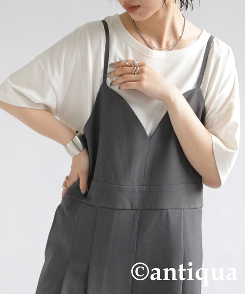 antiqua(アンティカ)の「ベーシック半袖Tシャツ(Tシャツ/カットソー・レディース・ピンク/グリーン/ブルー/オフホワイト/ブラック/ダークグレー・M/L/XL)」の11枚目の写真