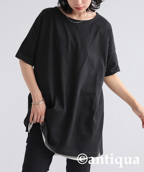 antiqua(アンティカ)の「ベーシック半袖Tシャツ(Tシャツ/カットソー・レディース・ピンク/グリーン/ブルー/オフホワイト/ブラック/ダークグレー・M/L/XL)」の14枚目の写真