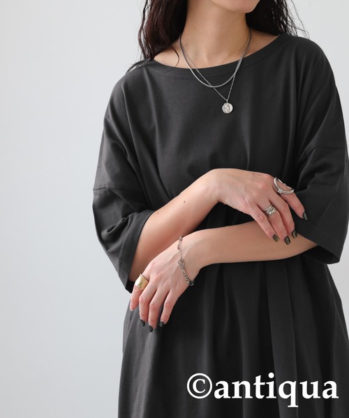 antiqua(アンティカ)の「ベーシック半袖Tシャツ(Tシャツ/カットソー・レディース・ピンク/グリーン/ブルー/オフホワイト/ブラック/ダークグレー・M/L/XL)」の21枚目の写真