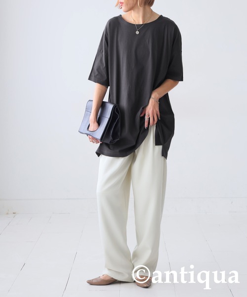 antiqua(アンティカ)の「ベーシック半袖Tシャツ(Tシャツ/カットソー・レディース・ピンク/グリーン/ブルー/オフホワイト/ブラック/ダークグレー・M/L/XL)」の22枚目の写真