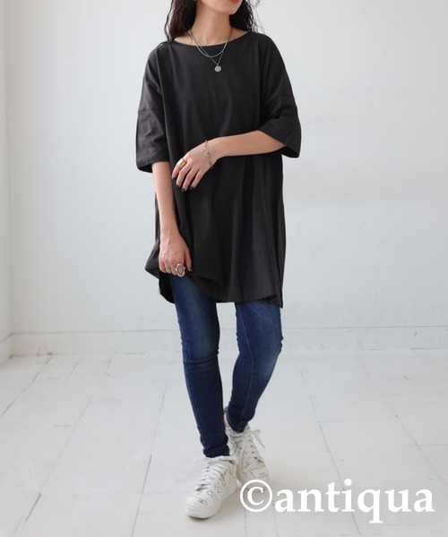 antiqua(アンティカ)の「ベーシック半袖Tシャツ(Tシャツ/カットソー・レディース・ピンク/グリーン/ブルー/オフホワイト/ブラック/ダークグレー・M/L/XL)」の20枚目の写真