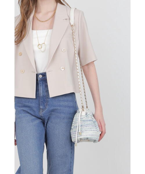 PINKY&DIANNE（ピンキーアンドダイアン）の「ツイード巾着BAG（ショルダーバッグ・レディース・グリーン/ホワイト・ONE SIZE）」の13枚目の写真