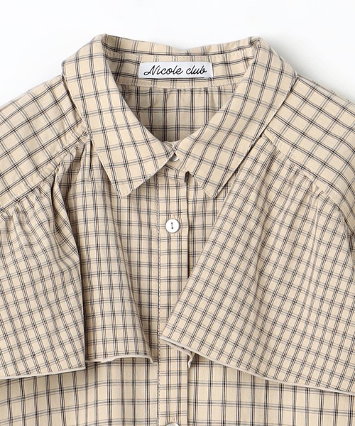 NICOLE CLUB(ニコル クラブ)の「チェックフリルチュニック(シャツ/ブラウス・レディース・ベージュ/ブラック・MEDIUM)」の6枚目の写真