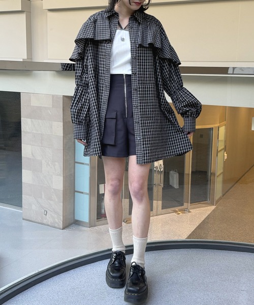 NICOLE CLUB(ニコル クラブ)の「チェックフリルチュニック(シャツ/ブラウス・レディース・ベージュ/ブラック・MEDIUM)」の16枚目の写真