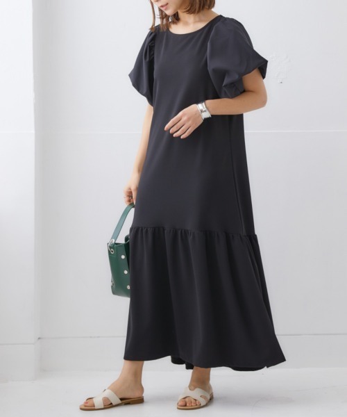 nissen(ニッセン)の「【販売終了】袖切替ティアードワンピース(ワンピース・レディース・ネイビー/ブラック・M/L/LL/S)」の8枚目の写真