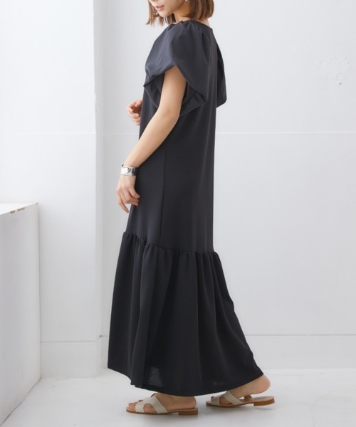 nissen(ニッセン)の「【販売終了】袖切替ティアードワンピース(ワンピース・レディース・ネイビー/ブラック・M/L/LL/S)」の9枚目の写真