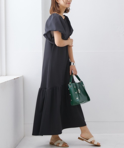 nissen(ニッセン)の「【販売終了】袖切替ティアードワンピース(ワンピース・レディース・ネイビー/ブラック・M/L/LL/S)」の6枚目の写真