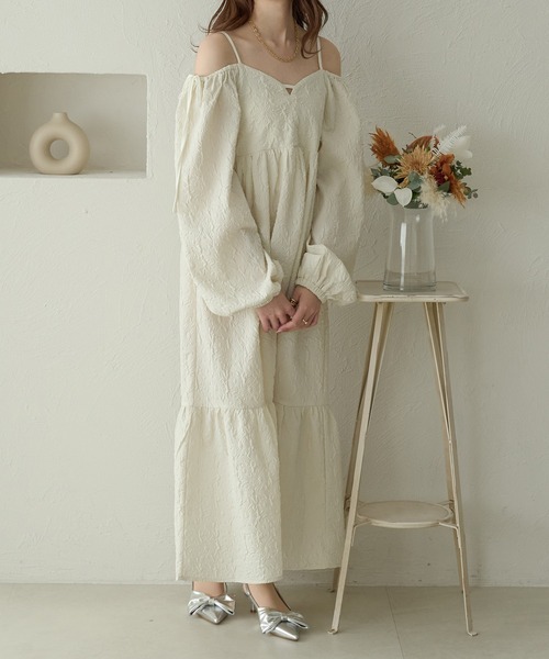 Ambre Neige(アンブルネージュ)の「floating jacquard dress / フクレジャガードワンピース(ワンピース・レディース・アイボリー/ブラック/ダークブラウン・FREE)」の18枚目の写真