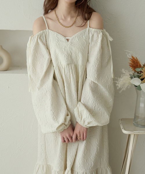 Ambre Neige(アンブルネージュ)の「floating jacquard dress / フクレジャガードワンピース(ワンピース・レディース・アイボリー/ブラック/ダークブラウン・FREE)」の12枚目の写真
