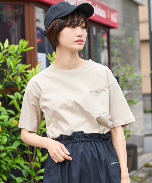 Eddie Bauer(エディーバウアー)の「ロゴ刺繍 ポケット 半袖 Tシャツ(Tシャツ/カットソー・メンズ・ホワイト/ネイビー/ベージュ/ブラック/エメラルドブルー・M/S/XL/L/XXL/XS)」の4枚目の写真