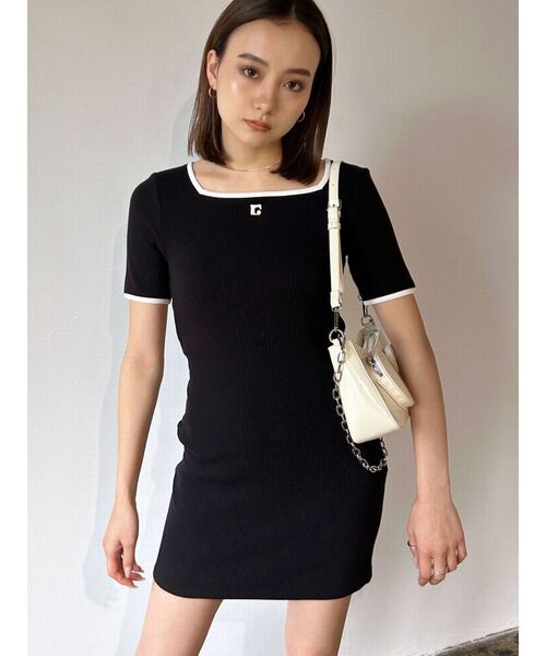 EMODA（エモダ）の「スクエアカットリブワンピース（ワンピース・レディース・ブラック/グレー/ベージュ・FREE）」の2枚目の写真